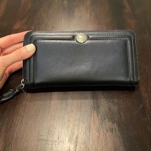 Navy Coach zip around wallet